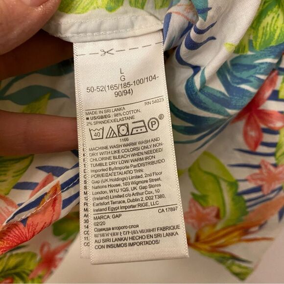 Gap Button Down short sleeve Hawaiian tropical print stretch poplin shirt L - Picture 8 of 8